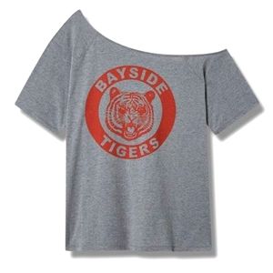 Torrid Size 1 Bayside Tigers Saved by the Bell Off the Shoulder Shirt Sold Out